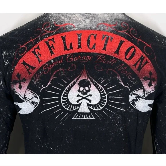 Affliction Men's T-shirt SPEED RUN Reversible Shirt Skull Biker S-2XL NWT - Picture 9 of 10